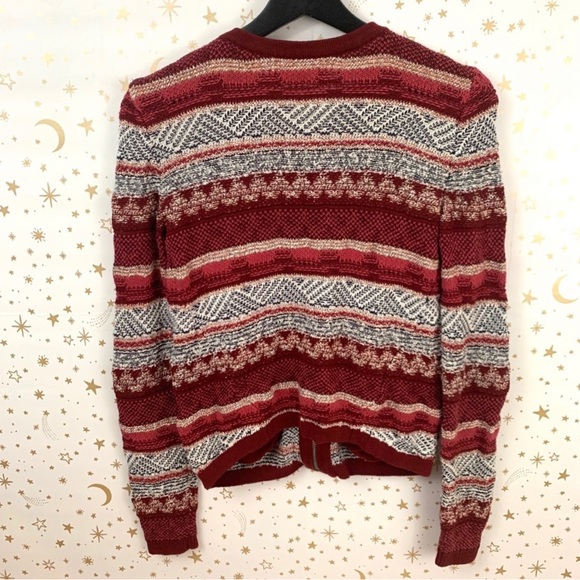 LOFT | Red Textured Knit Sweater Zip Up Jacket - Picture 5 of 5